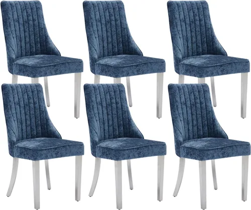 Miniatura 44 de Juego de 8 sillas de comedor, sillas de cocina con canales de lino con patas curvadas de madera maciza, silla de comedor tapizada de tela cómoda
