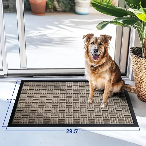 Miniatura 2 de Mibao Tapete para puerta delantera, resistente y duradero, tapete de bienvenida para interiores y exteriores, atrapador de suciedad, impermeable