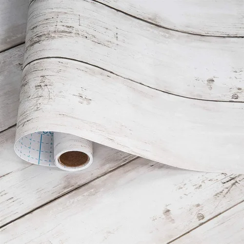 Papel tapiz de madera blanco y gris, extraíble, decorativo, vintage, tablón gris, autoadhesivo, película de vinilo interior para Halloween y