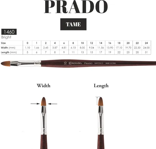 Miniatura 3 de Escoda Art Products Escoda Prado Series Artist - Brocha de pintura brillante de mango corto para acuarela y acrílico, tamaño 2, color sable sintético