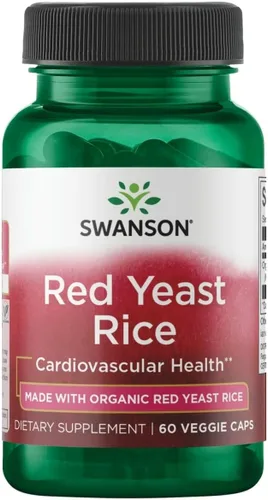 Swanson Fabricado con arroz orgánico tradicional de levadura roja 600 miligramos 60 cápsulas vegetales