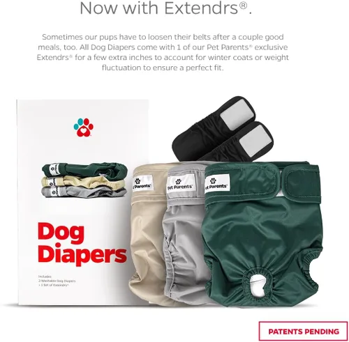Miniatura 2 de Pet Parents® Pañales Lavables para Perros (Paquete de 3) + Extendrs® de Pañales Duraderos para Perros, Pañales Premium para Perros Hembra