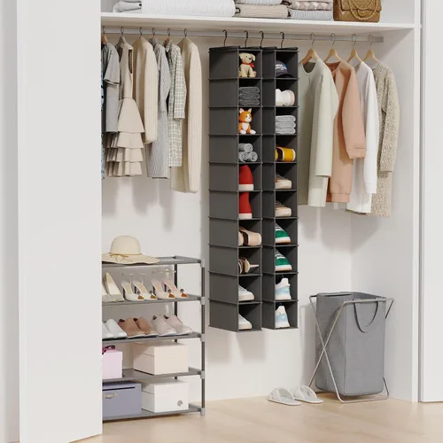 Miniatura 6 de MAX Houser Organizador de Zapatos Colgante de 10 Estantes, Organizador de Almacenamiento de Zapatos para Clóset, Paquete de 2 (Gris)