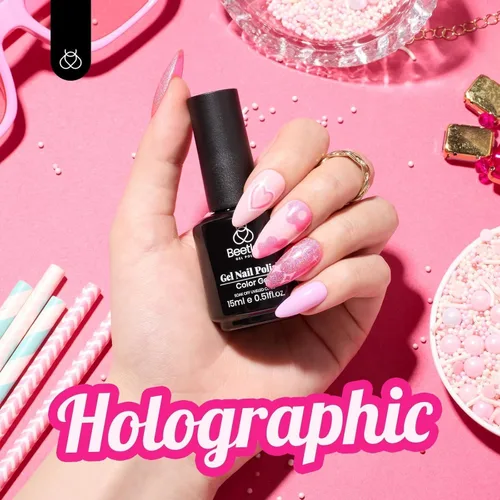 Miniatura 12 de Beetles - Esmalte de uñas de gel rosa claro, 0.5 fl oz, color rosa bebé, esmalte de gel que se absorbe con luz UV LED, arte de uñas de verano, salón