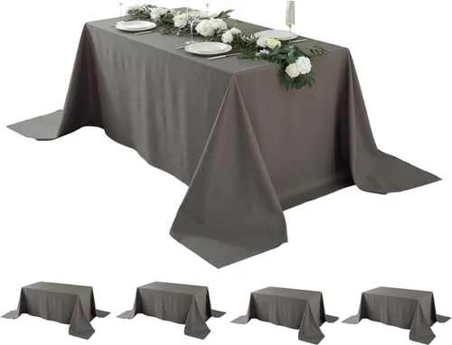 Miniatura 21 de Paquete de 5 Manteles Cuadrados 60 x 60 Pulgadas de Carbón, Mantel de Poliéster Lavable para Uso en Hogar, Fiesta, Boda o Restaurante.
