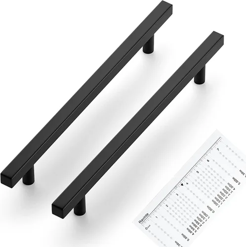 Miniatura 14 de Ravinte - Paquete de 5 tiradores de gabinete negro mate de 2.5 pulgadas, tiradores de cocina para gabinetes con plantilla de montaje, longitud total