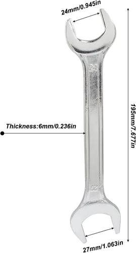 Miniatura 2 de Llave de extremo abierto de 0.236 in de grosor de 0.945 in x 1.063 in llave de extremo abierto doble para mantenimiento general, métrica