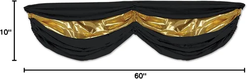 Miniatura 3 de Beistle Paquete de 1 banderín de tela, 5 pies y 10 pulgadas, negro/dorado metálico (57165-BKGD)