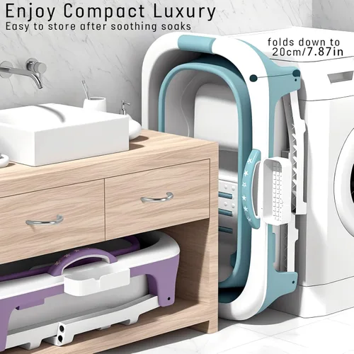 Miniatura 6 de Bañera plegable para adultos – Bañera portátil con cubierta térmica, aislamiento grueso y diseño plegable para espacios pequeños, uso en interiores
