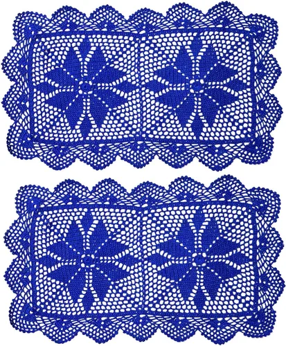 Miniatura 16 de Manteles individuales rectangulares de encaje de ganchillo de 12 x 21 pulgadas, hechos a mano, para comedor y cocina, camino de mesa