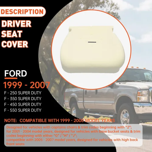 Miniatura 2 de ECOTRIC Cojín de asiento compatible con Ford F-250 F-350 F-450 F-550 Super Duty 1999-2007 Reemplazo para F81Z-25632A23-BA F81Z25632A23BA parte