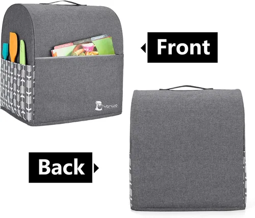 Miniatura 3 de Yarwo Funda para batidora de pie compatible con mezclador KitchenAid de 6 a 8 cuartos de galón, cubierta protectora contra el polvo con mango Gris