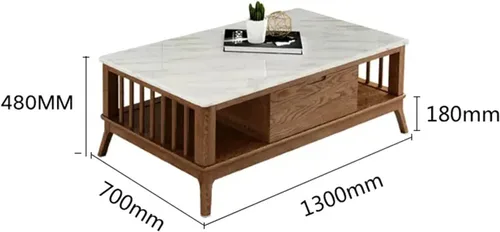 Miniatura 3 de Mesa de té para sala de estar, moderna mesa de centro de madera con cajones y estantes de almacenamiento, decoración rectangular elegante de 2