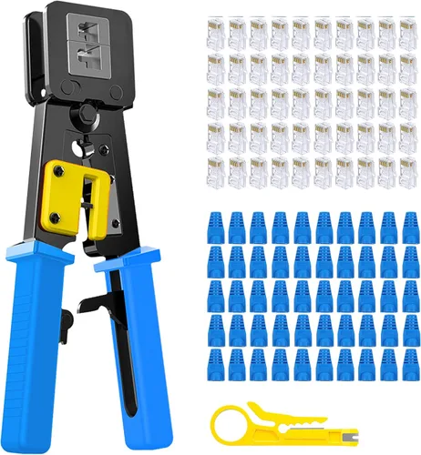Miniatura 10 de Herramienta de crimpado de paso, herramienta de crimpado Yangoutool RJ45 y crimpadora de paso para conector RJ45/RJ12 de paso regular y final