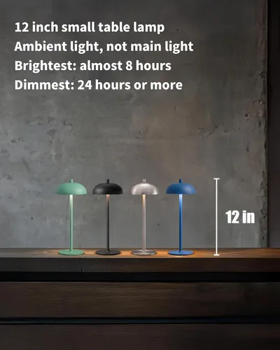 Miniatura 2 de Juego de 2 lámparas de mesa LED inalámbricas pequeñas de 12 pulgadas, lámpara de escritorio portátil impermeable, luces de batería recargable