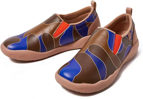 Miniatura 3 de UIN Zapatos para caminar para hombre sin cordones de gamuza de vaca casuales ligeros cómodos a la moda Cuenca Azul