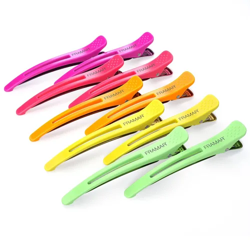 Framar Paquete de 10 pinzas para el cabello sin arrugas de neón – Pinzas profesionales para peluquería de peluquería, pinzas para peinar el cabello,