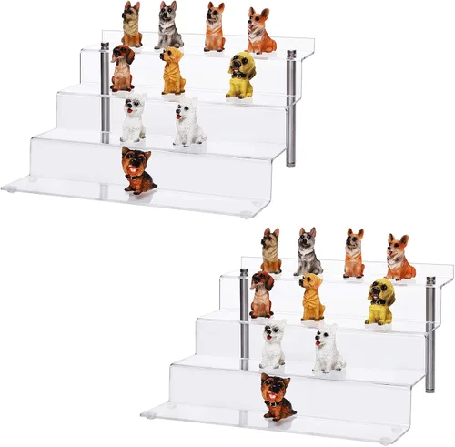 Miniatura 5 de CECOLIC Estante elevador acrílico transparente de 4 niveles para coleccionables, figuras pop, cupcakes, perfumes, elevadores de exhibición