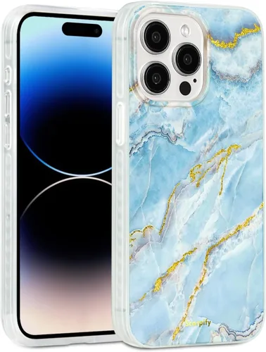 Miniatura 44 de SCORPIFY Funda para iPhone 14 [compatible con MagSafe] con diseño de mármol azul fantasía, bonita funda magnética para teléfono para mujeres, niñas