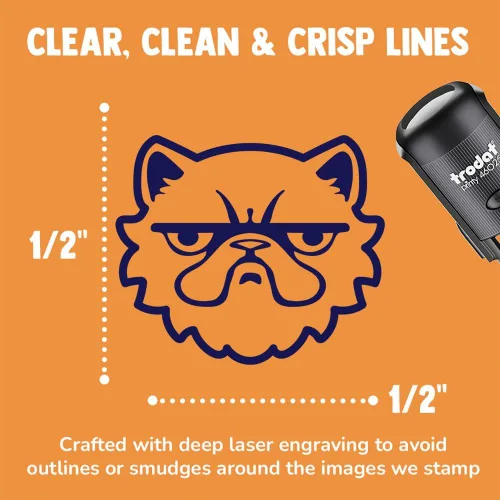 Miniatura 2 de Grumpy - Sello de tinta autoentintado con cara de gato persa para sellar planificadores de manualidades, mini de 1/2 pulgada, tinta negra Negro