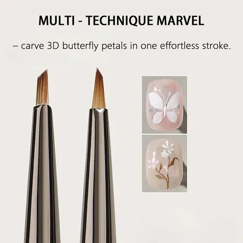 Miniatura 3 de Cepillo de uñas triangular para dibujar flores y mariposas 3D, pinceles de arte de uñas con mango acrílico Aurora, herramienta de diseño de uñas