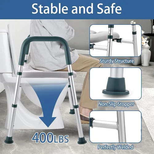 Miniatura 2 de Asiento de inodoro elevado con asas, elevador de asiento de inodoro elegible para personas mayores con altura y ancho ajustables, asiento de inodoro