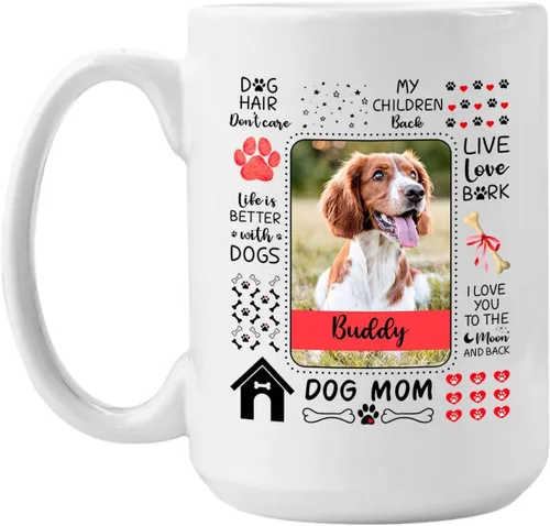 Miniatura 13 de Taza de café con imagen de perro y mamá, taza de café de 11 onzas y 15 onzas, taza de café personalizada para mamá de perro, tazas para dueños