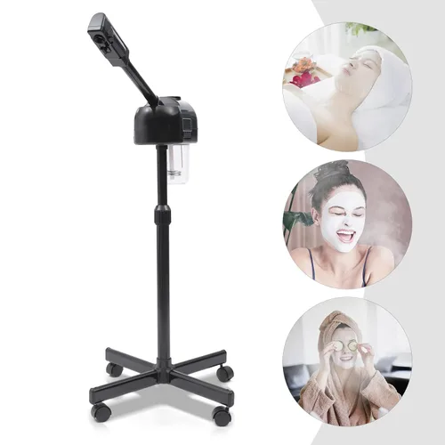 Miniatura 3 de Vaporizador facial para esteticista de limpieza profunda facial con niebla caliente, ruedas giratorias y boquilla giratoria de 360°, herramientas