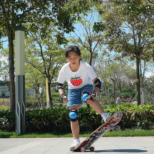 Miniatura 5 de Rodilleras para niños y jóvenes, coderas, muñequeras, juego de protección 3 en 1, para niños de 3 a 15 años, patines, ciclismo, patinaje en línea