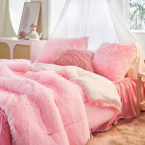 Miniatura 12 de UOZZI BEDDING - Juego de edredón de pelo sintético negro, tamaño Queen, 3 piezas, 1 edredón afelpado negro de 90x90 y 2 fundas de almohada, ultra