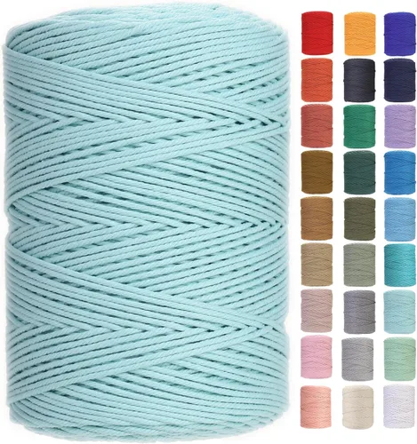 Miniatura 39 de Cuerda de macramé 4 mm x 328 yardas Natural Cuerda de algodón para macramé Cuerda de macramé colorida Cordón de algodón suave Suministros de macramé