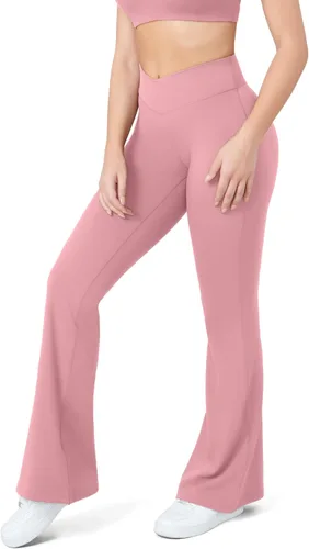 Miniatura 23 de HEGALY Pantalones de yoga acampanados para mujer, leggings cruzados, suaves, de cintura alta, pantalones casuales de entrenamiento con corte de bota