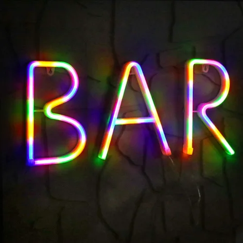 Miniatura 7 de Letras con luces LED de neón, letreros de marquesina iluminadas, con enchufe USB, funciona con pilas, luz nocturna colorida, letreros con palabras