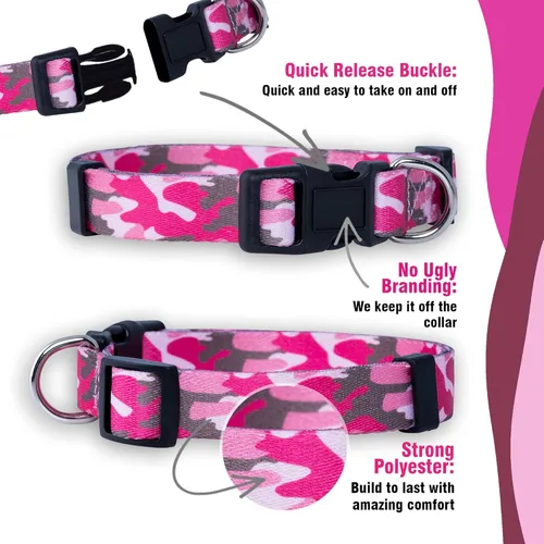 Miniatura 4 de Native Pup Collar de camuflaje rosa para perro, camuflaje militar táctico para perras hembras y cachorros, nailon duradero, diseño urbano femenino