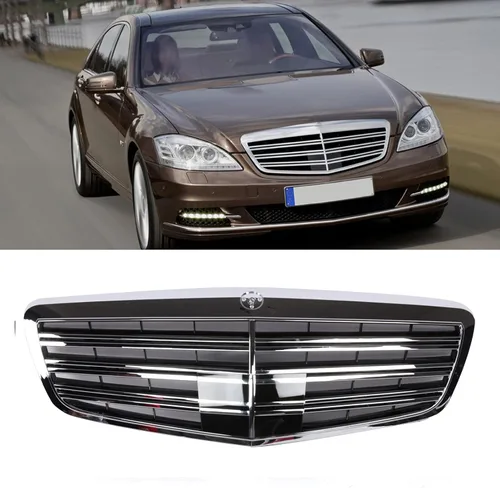 Miniatura 5 de PENSUN estilo AMG de cromo para la parrilla frontal Compatible con Mercedes Benz Clase S W221 S350 S400 S450 S500 S550 S600 S63 S65 de 2010 a 2013