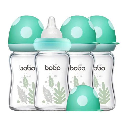 Miniatura 8 de YOHKOH Biberón de vidrio natural con pezón de flujo lento de nivel 1, biberones anticólicos para recién nacidos, botella de vidrio de cuello ancho