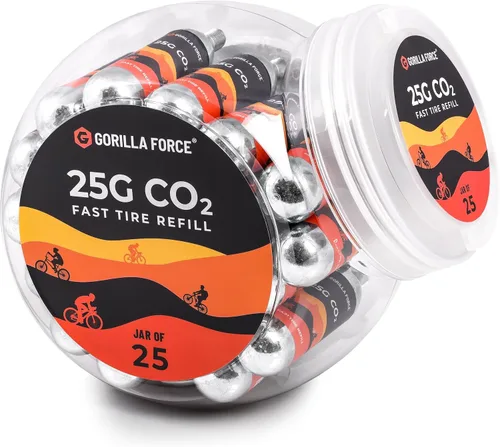 Miniatura 12 de Gorilla Force CO2 Cartridges for Bikes - Threaded 16g & 25g Refills for Tire Inflators, Bicycle Cycling, Road MTB Gravel E-Bike, Fits Most C02