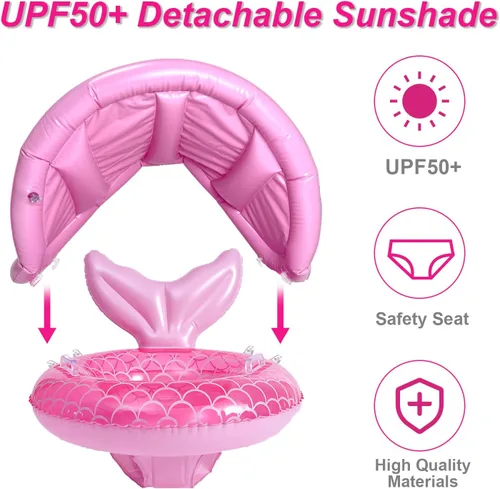 Miniatura 2 de ZEYGLXC Flotadores de piscina para bebés de 6 a 48 meses, anillo inflable de natación con asiento y asa para bebés y niños pequeños, entrenamiento