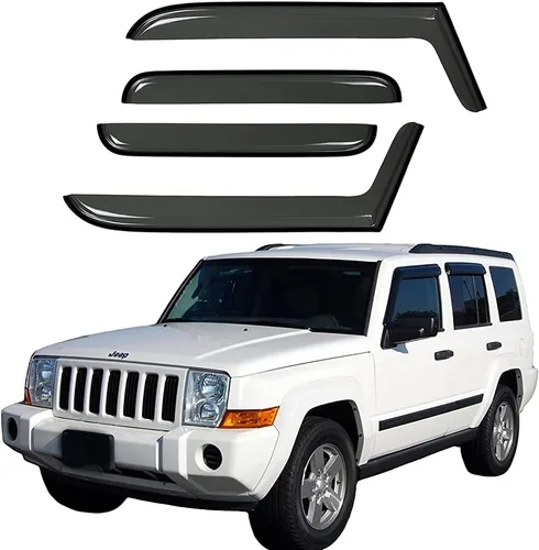 94117 Deflector de ventilación de viento para ventana lateral, 4 unidades de protector de lluvia de humo oscuro para Jeep Commander 2006-2010