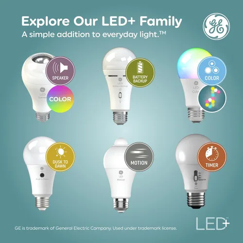 Miniatura 6 de GE LED+ CA11 - Bombillas LED para exteriores del atardecer al amanecer, luces de seguridad automáticas encendido/apagado, luz del día, base Luz