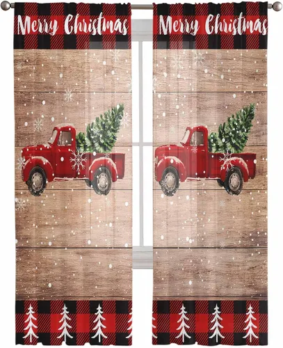 Miniatura 8 de Paneles de cortinas traslúcidas de gasa de 45 pulgadas de largo, cortinas semitransparentes con bolsillo para barra de camión, cortinas