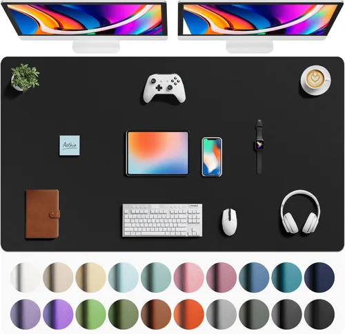 Miniatura 44 de Aothia - Protector de escritorio de cuero sintético, base para mouse, superficie antideslizante e impermeable para escribir y para laptop