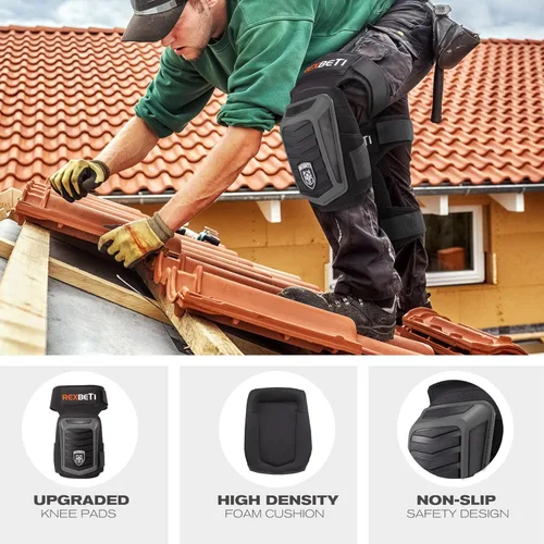 Miniatura 4 de REXBETI Rodilleras mejoradas para el trabajo, rodilleras de construcción para hombres, rodilleras de gel de espuma antideslizantes resistentes