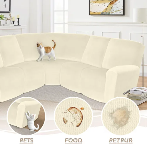 Miniatura 87 de Arfntevss Fundas de sofá seccional reclinable de terciopelo, Funda de sofá seccional de esquina para sofá reclinable, Funda elástica suave