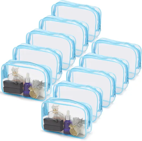 Miniatura 14 de Tbestmax 10 Piezas Bolsas de Cosméticos Transparentes Bolsas de Maquillaje Portátiles Impermeables Bolsas de Artículos de Tocador de Viaje Negro
