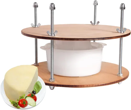 Prensa de queso de madera de 11.2 pulgadas de diámetro y 1 forma de fabricación de queso 45 onzas Presión de hasta 50 libras incolora