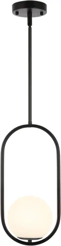 Miniatura 11 de BYOLIIMA Lámpara Colgante Moderna de Globo Níquel Cepillado Candelabro 1-Luz Mediados de Siglo Luminaria Colgante de Techo Pantallas de Vidrio