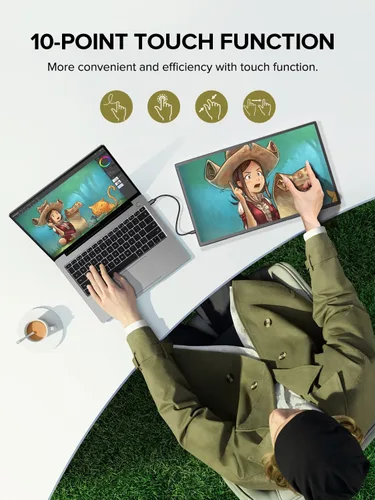 Miniatura 2 de QLED - Monitor portátil dual de 23.8" 100Hz FHD 1080P apilable – Pantallas verticales duales de 125% sRGB para codificación/juegos/trading, extensor