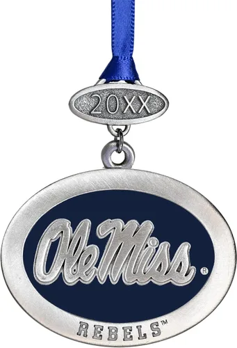 Miniatura 40 de Adorno de Alabama sin fecha Adorno de árbol de Navidad esculpido a mano Incrustación de metal de peltre Alma Mater intrincadamente elaborada