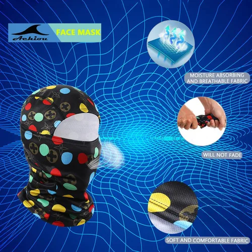 Miniatura 2 de Achiou - Pasamontañas, máscara facial, para hombres o mujeres, máscara de cara completa con capucha, para nieve, motocicleta, correr, clima frío